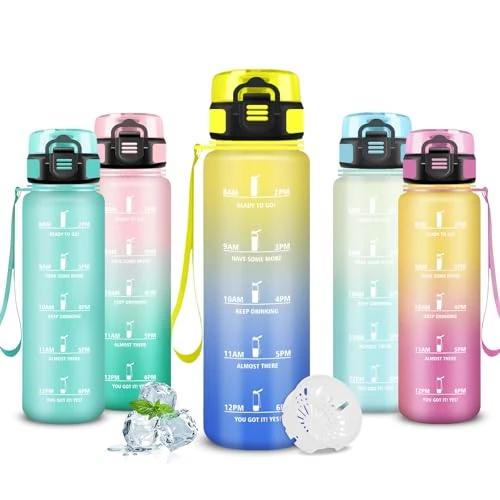 Offerta a tempo: Mujigaga Borraccia, 500ml Borraccia Bambini, Senza Perdite, Borraccie Motivazionale, Facile da Pulire, Borraccie con Orari per Bere, Borracce con Filtro, per Campeggio, Ufficio, Ciclismo, Nuoto - 37% da 10.99 € a 6.94 €