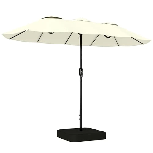 Oferta limitada: Sombrilla doble de jardín Outsunny de 3 x 1,5 m con base en cruz y sacos de arena; sombrilla rectangular para exterior con manivela, 12 varillas y protección UV 50+, ideal para patios, terrazas y de 98.95 € a 98.95 € (ahorro 0.00%)