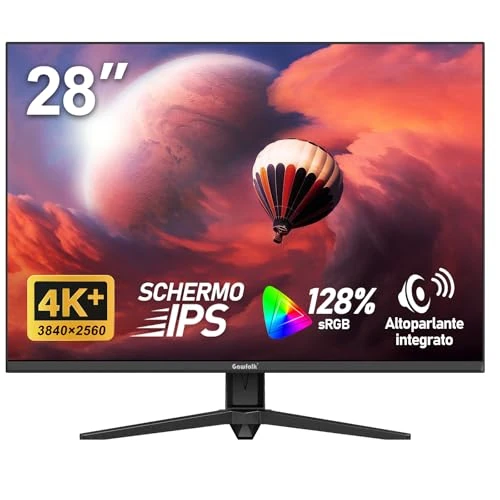 Offerta a tempo: Gawfolk Monitor per computer UHD 4K da 28 pollici, PC schermo IPS Ultra HD (3840×2560p), 3:2, 1,07 miliardi di colori, 128% sRGB, altoparlanti integrati, DisplayPort, HDMI, nero - 15% da 189.99 € a 161.49 €