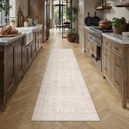 PureCozy Waschbarer LäUfer Flur Teppich 60x240cm Weich Teppich,Hellbeige | Weich Teppiche,Küchen, Hallway, Retroteppiche, Bettvorleger, Wohnzimmer, Schlafzimmer