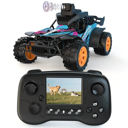 Zeitlich begrenztes Angebot: RC-Auto mit Kamera, 2,4-GHz-Fernsteuerung mit 2,8''-LCD-Display und um 60° verstellbarer Kamera, Live-Video, 2 Geschwindigkeiten, Ferngesteuertes Auto für Kinder, Geschenk für Erwachsene und Kinder von 139.99 € auf 59.99 € (57