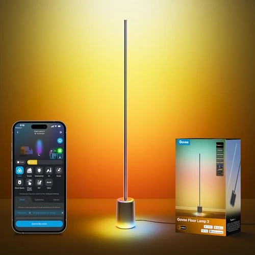 Offerta a tempo: Govee Lampada da Terra 3 RGBIC, Luci LED Compatibile con Alexa e Matter, 152cm Dimmerabile 2100lm con Telecomando e APP, 100 Modalità, Lampada per Comodino, Camera da Letto e Salotto, Nero - 0.00% da 169.99 € a 169.99 €