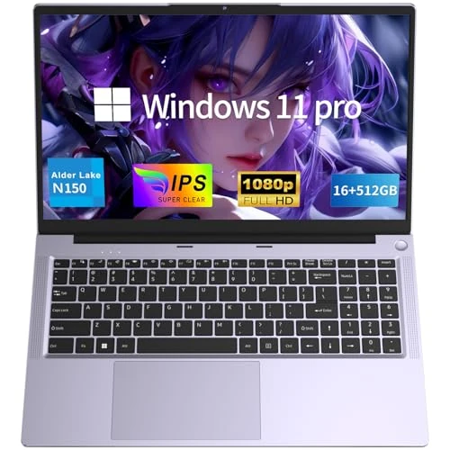 Offre limitée : NAIKLULU Ordinateur Portable 2026 15,6 Pouces, Processeur N150 (1,2 à 3,6 GHz), 16GB RAM 512GB SSD Laptop Pc Portable, Full HD 1920x1080P, Clavier Rétroéclairé, Batterie 6000mAh, Webcam de 451.24 € à 428.68 € (5% de remise)