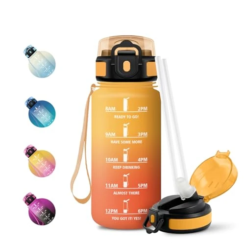 Limited-time offer: JAPORIA Water Bottle 500 ml, Water Bottle with Straw, Suitable for Carbonated Drinks, Leak-Proof Sports Bottle with Time Markings, for School, Yoga from 14.38 £ to 14.38 £ (save 0.00%)