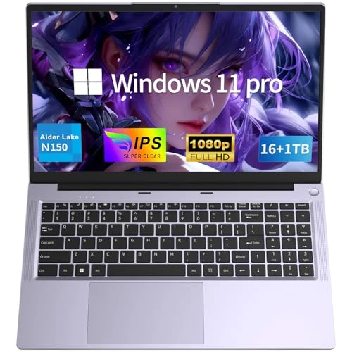Offerta a tempo: NAIKLULU Computer Portatile 2026 15.6 Pollici, Processore N150 (1,2 a 3,6 GHz), 16GB RAM 1TB SSD Pc Portatile Laptop, Tastiera Completa Retroilluminata, Batteria 6000mAh - 13% da 439.99 € a 382.81 €
