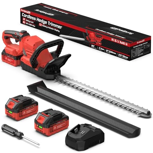 Tijdelijke aanbieding: SundpeyPRO 21 V heggenschaar, accu, 2 x 4,0 Ah, lichte elektrische heggenschaar met accu's en oplader, 53 cm Dual Action lemmet, 16 mm tandafstand, 180° draaibare handgreep, heggenschaar voor struiken van 99.00 € naar 99.00 € (0.00%