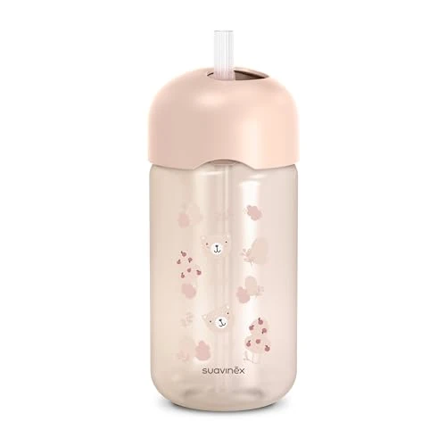 Offerta a tempo: Suavinex, Bicchiere Evolutivo per Neonati+18 Mesi, Bicchiere con Cannuccia in Silicone Morbido e Flessibile, con Sistema Anti-fuoriuscita e Anti-gocciolamento, con Coperchio, 340 ml, Wild&Free Rosa - 0.00% da 13.49 € a 13.49 €