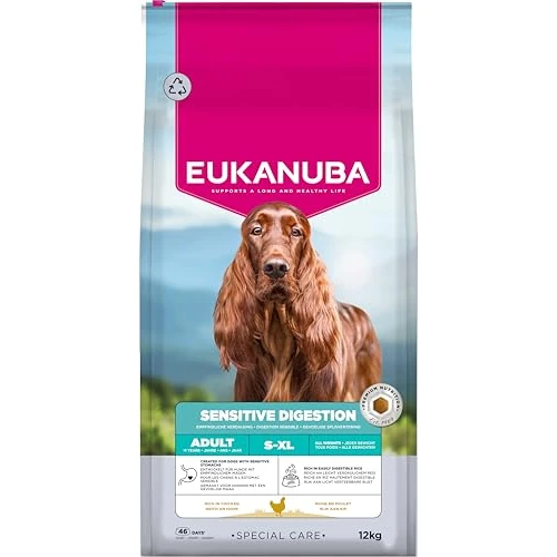 Offerta a tempo: EUKANUBA Sensitive Digestion - Crocchette per cani con pollo e riso, 12 kg - 70% da 54.49 € a 16.49 €