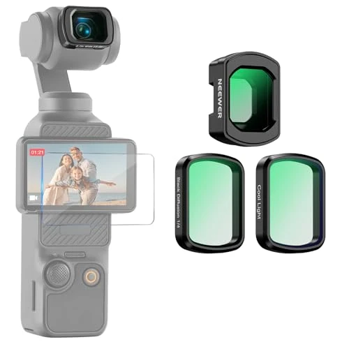 Limited-time offer: NEEWER Gimbal Camera Filter Set, 0.75x Wide Angle Lens + LPR + Black Diffusion 1/4 Filter for Mist Cinematic Effect, Compatible with DJI Osmo Pocket 3 / Pocket 4 / Xtra Muse, FL-C84 from 39.99 £ to 39.99 £ (save 0.00%)