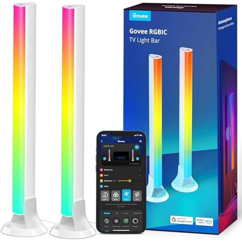 Offerta a tempo: Govee RGBIC TV Light Bars, Retroilluminazione WiFi con doppie perle LED, 38 cm, Posizionamento multiplo, Adatte per TV 45-70 pollici, Compatibili con Alexa e Google Assistant, Bianco - 20% da 49.99 € a 39.99 €