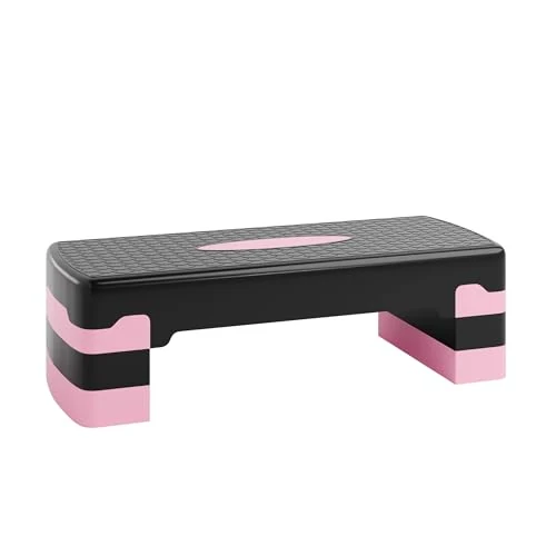 Ultrasport Step Fitness per Aerobica I Stepper Fitness Casa I Antiscivolo, Regolabile su 3 Altezze I Step Palestra, Stepboard, Stepbench 68 x 28 cm, Rosa