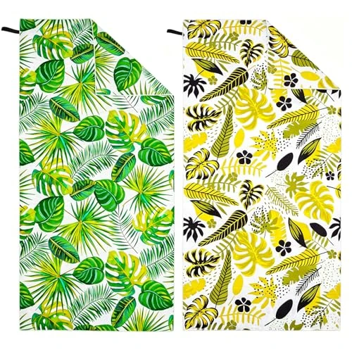 Limited-time offer: Hexify XXL Beach Towel, Set of 2, 90 x 180 cm, Large Quick-Drying Microfibre Towel, Sand-Free Bath Towel, Beach Blanket, Women's Beach Towel (Green + Yellow) from 23.52 £ to 23.52 £ (save 0.00%)
