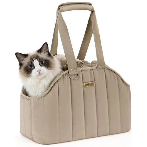 Offerta a tempo: Pecute Trasportino per Cani, Trasportino per Cani di Piccola Taglia con Rivestimento in Cotone Morbido, Gatti con Ampie Tasche, Adatto per Viaggi, Metropolitana, Veterinario, XL, Cachi - 37% da 63.45 € a 39.99 €
