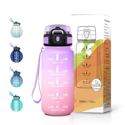 Offre limitée : JAPORIA Gourde 500ml avec Paille Sans BPA, motivationnelle, avec Marqueur de Temps, étanche, bouteille réutilisable pour l'école, le sport, le bureau, le yoga et le camping de 13.99 € à 10.99 € (21.44% de remise)