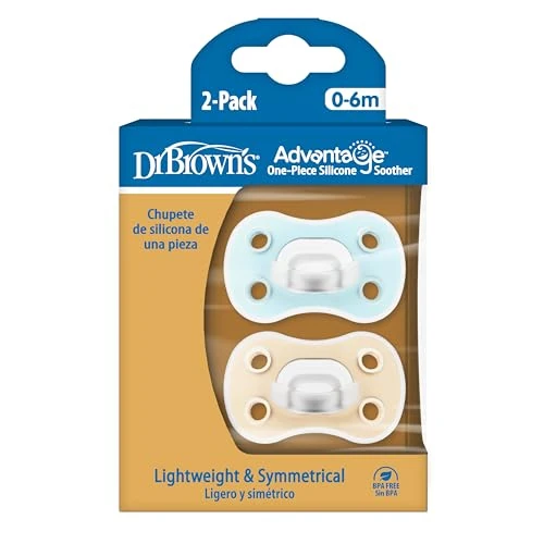Offre limitée : Dr. Brown’s Sucettes symétriques en silicone, 0-6 mois, bleu et crème, x2 de 11.17 € à 11.17 € (0.00% de remise)