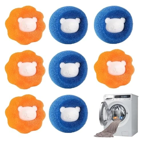 Offerta a tempo: Acchiappa Cattura Capelli Lavatrice, Sfere per Bucato, 8 PCS Riutilizzabile Palline, Floating Pet Fur Catcher,Sfere per Bucato Pulizia di peli di Animali Vestiti Biancheria da Letto (Orange+Blue) - 0.00% da 11.99 € a 11.99 €
