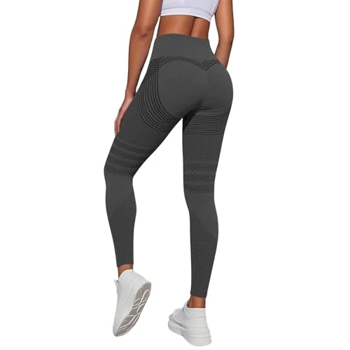 RUIRUILICO Leggins Anticellulite Donna a Compressione 3D Fittabella Leggings Push Up Fitness Senza Cuciture Leggins Sportivi Yoga da Donna Vita Alta Elastici Pantaloni