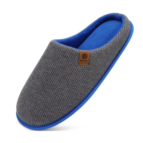 Zeitlich begrenztes Angebot: ONCAI Hausschuhe Herren Rückstellschaum Memory Foam Herren Pantoffeln und Mann Haus Schuhe mit Kunstpelz Futter und Indoor Outdoor Gummisohlen Grau/Blau Größe 43 EU von 17.99 € auf 17.99 € (0.00% Rabatt)
