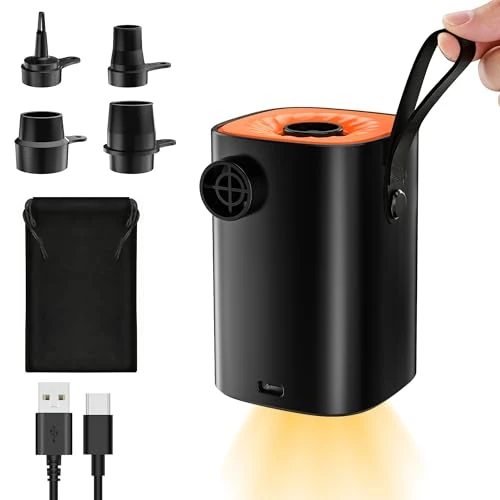 Offerta a tempo: iFunSky Gonfiatore Elettrico Portatile, 4000mAh Pompa Elettrica con 4 Ugelli/Luce Campeggio/Gancio Adatto per Materasso Gonfiabile,Divano Gonfiabile,Materassino Campeggio,Piscina - 0.00% da 25.99 € a 25.99 €