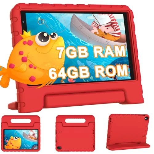Offerta a tempo: SKYEGG Tablet per bambini da 8 pollici, Android, 7 GB di RAM + 64 GB di ROM (1 TB TF), Wi-Fi 6, controllo parentale, schermo HD 1280×800, tablet per bambini con custodia antiurto in EVA, rossu - 44.0% da 99.99 € a 55.99 €