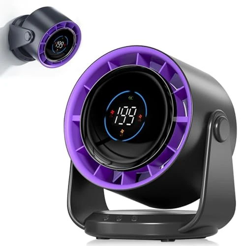 Offerta a tempo: PTHTECHUS Ventilatore da tavolo, forte flusso d'aria, batteria da 5000 mAh, Pantalla LED, 1-199 velocità,ventola portatile, funzione girevole a 105°,montaggio a parete per casa,ufficio,camera - 7% da 36.99 € a 34.54 €