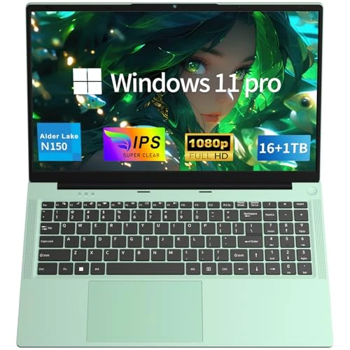NAIKLULU 15.6 Inch Laptop Processor N150 (1.2 to 3.6 GHz), 16 GB RAM 1TB SSD Laptop PC Laptop 2026, Full Backlit Keyboard, FHD 1920 x 1080P, Battery 6000 mAh/46.2 Wh