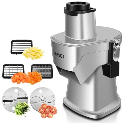 Offerta a tempo: LEEVOT Tritatutto Verdure Elettrico Commerciale 200W, Robot da Cucina per Affettare, Diced e Grattugiare, Cutter Verdure Professionale per Ristorante, Hotel, Scuola, Mensa, Patatine Fritte, Grattugia - 0.00% da 279.99 € a 279.99 €
