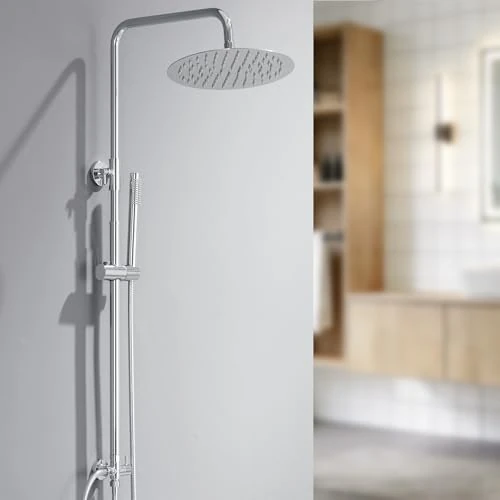 Offerta a tempo: Auralum Colonna Doccia senza Miscelatore, Colonna Doccia Acciaio Inox con Saliscendi Doccia Altezza Regolabile 72-110cm, Saliscendi Doccia con Soffione a Muro, Asta Doccia con Soffione e Doccetta - 6% da 67.99 € a 63.98 €