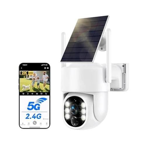 Offerta a tempo: WESECUU Telecamera di sorveglianza WiFi esterna senza fili solare 2.5 K 4 MP con pannello solare 5 W, 2 K QHD, batteria 8000 mAh, 2.4 Ghz e 5 GHz Wi-FI, 360° PTZ monitoraggio automatico, IP66, PIR - 0.00% da 59.99 € a 59.99 €