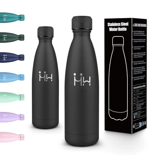 Offerta a tempo: Motswedi Borraccia Termica 500ml, Borraccia Acciaio Inox, Doppio Isolamento Termico, Bottiglia Termica per Freddo e Caldo, Bottiglia d'Acqua a Prova di Perdite per Scuola, Lavoro, Ufficio, Nero - 36% da 11.99 € a 7.66 €