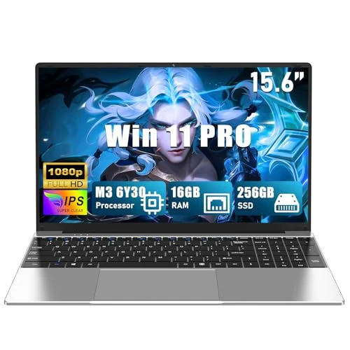 CHIFUYOU Laptop 2026 16 GB RAM 256 GB SSD 15,6 Zoll M3-6Y30 (0,9 bis 2,2 GHz), Notebook, FHD 1920x1080P, 5000mAh/38,5WH, TF-Karte, Webcam, Touchpad, Student/Profi