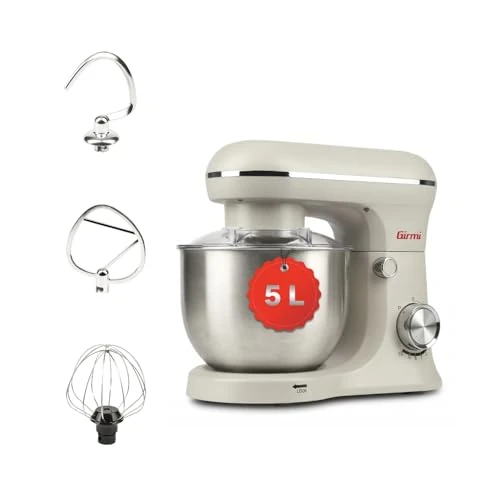 Offerta a tempo: Girmi IM21W Impastatrice Planetaria 5L, 1500W Max, 10 Velocità+Pulse, Gesso - 35% da 129.90 € a 84.90 €