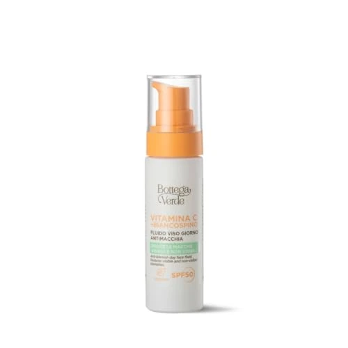 Offerta a tempo: Bottega Verde - Vitamina C + Biancospino, Fluido Viso Giorno Antimacchia SPF50, 30 ml, con Vitamina C Microincapsulata, Biancospino Iperfermentato e Cybright, Antimacchia - 0.00% da 19.99 € a 19.99 €