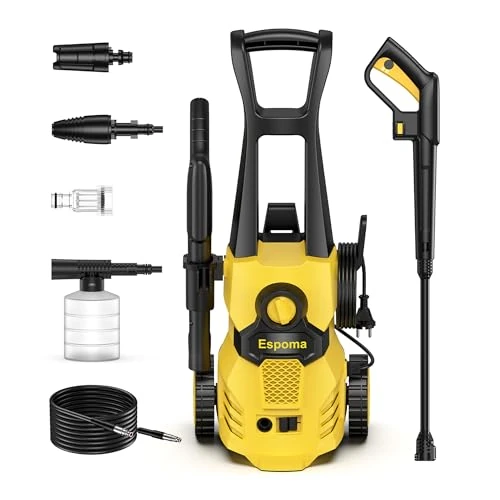 Offerta a tempo: Idropulitrice professionale 120 Bar - Idropulitrice 1400W Max, idropulitrice ad alta pressione Portata 380 L/h, funzione Autoadescante, 7m Tubo Alta Pressione, per Pulizia Auto e Terrazzo - 0.00% da 99.99 € a 99.99 €