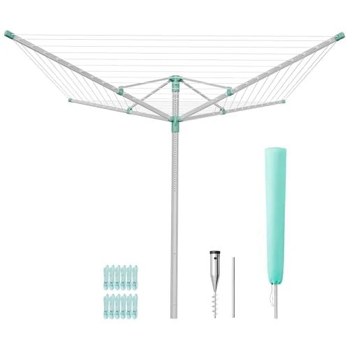Zeitlich begrenztes Angebot: SONGMICS Wäschespinne, Wäscheständer höhenverstellbar, 60 m Wäscheleine von 59.99 € auf 54.99 € (8% Rabatt)