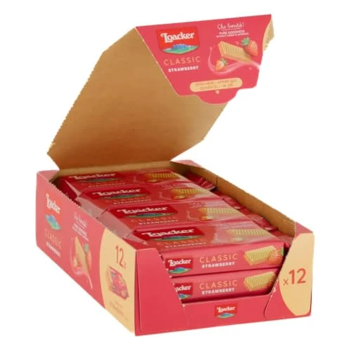 Offerta a tempo: Loacker, Classic Fragola, Wafer con Crema alla Fragola, 12 Pezzi da 45g | Biscotti con Cialde Wafer con Crema alla Fragola, Snack Dolci per Merenda, Colazione e Dessert, 12 Monoporzioni da 45g (540g) - 21% da 11.99 € a 9.44 €