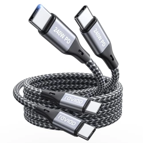 Offerta a tempo: RAVIAD Cavo USB Type-C Ricarica Rapida [2Pezzi 2M], 240W Cavo USB C USB C - 9% da 10.99 € a 9.99 €