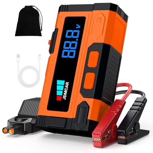 Offerta a tempo: 𝟗𝟎𝟎𝟎𝐀 Booster Avviamento Auto - Avviatore Batteria Auto per Auto/Moto (Fino a 9.0L e Diesel fino a 8.5L), Starter Batteria Auto Portatile con LED/LCD, Upgrade Avviatore di Emergenza - 88% da 402.99 € a 46.99 €