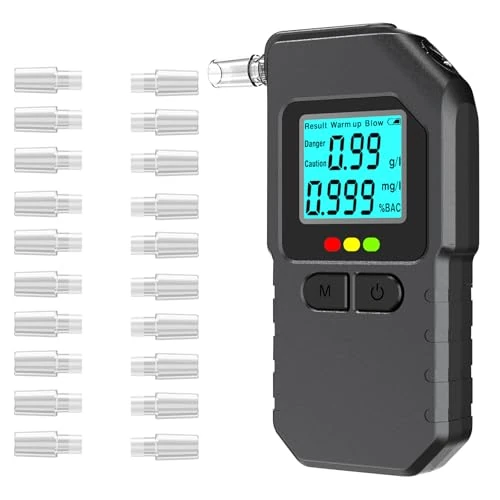Offerta a tempo: Dusefogo Etilometro Portatile Certificato, Professionale Alcol Test, Digitale Etilometro con Display Schermo LED, con 20 Bocchette, per Uso Personale Famiglia e Professionale - 0.00% da 26.99 € a 26.99 €