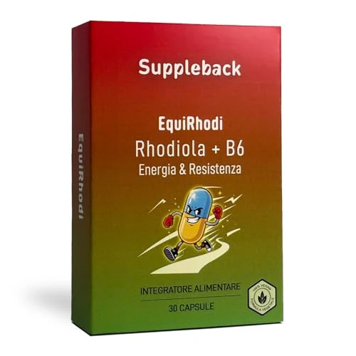 Suppleback Rhodiola Rosea Forte Integratori Rodiola Rosea potenziata con Vitamina B6 per Stanchezza Concentrazione Umore Made in Italy