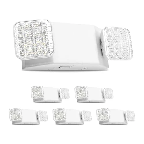 Tijdelijke aanbieding: VEVOR Led-noodlamp, 6 stuks, veiligheidsverlichting met batterij voor nooduitgangen, bedrijven, kantoren, 3 W, 120-277 V AC, twee verstelbare vierkante koppen, looptijd van 90 minuten, wit van 80.23 € naar 80.23 € (0.00% korting)