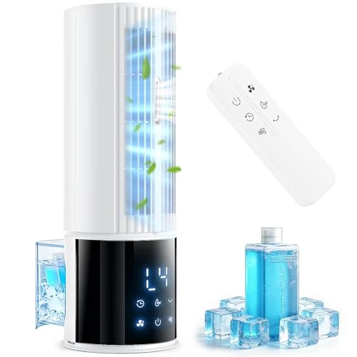 Offerta a tempo: Condizionatore d'aria portatile, 3 velocità, modalità tempesta, oscillazione 45/90°, timer 8 ore, 2 cartucce di refrigerante, serbatoio rimovibile, ideale per casa, ufficio e camper (bianco) - 0.00% da 119.99 € a 119.99 €