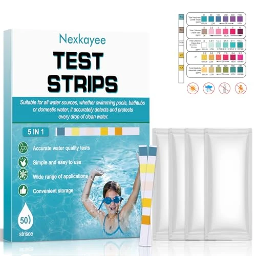 Oferta limitowana: Paski testowe do basenu 5 w 1, 50 pasków testowych na pH, wolny chlor, brom, zasadowość i kwas cyjanurowy, zestaw do szybkiej i precyzyjnej analizy wody do basenów, spa, wanien z hydromasażem i z 55.00 zł na 55.00 zł (oszczędź 0.00%)