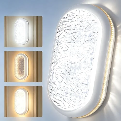 Offerta a tempo: Aulaiyi Plafoniera LED Ovale 20W 2000LM, 3 Modalità di Illuminazione, Effetto Cristallo Stellato, IP54 Impermeabile, Parete & Soffitto CRI>90, Cantina Corridoio Bagno Garage Balcone - 34% da 19.99 € a 13.28 €