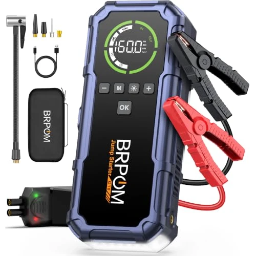 Offerta a tempo: BRPOM Booster Avviamento Auto 8000A con Compressore 160 PSI, Jump Starter 12V, Avviatore Batteria Auto (Tutti i Motori a Benzina, Diesel fino a 12 L), Torcia LED 600 Lumen e USB-C（Dark purple） - 0.00% da 79.99 € a 79.99 €
