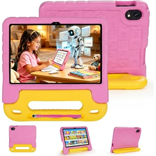 Offerta a tempo: Tablet Bambini 10 Pollici Android 15 Tablet educativi per bambini ,Processore octa-core per il gaming, 8 GB RAM 128 GB ROM (TF 1TB) 5G WiFi6 Controllo Parentale Tablets con Custodia Antiurto (Rosa) - 29% da 109.00 € a 77.15 €