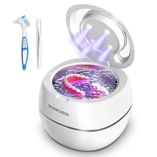 Offerta a tempo: SEANCHEER Pulitore Ultrasuoni 48000Hz Ultrasonic Cleaner | 180ML | Lampada UV Dental Pod per | Bite Bruxismo Notturno | Protesi Dentali | Apparecchio Denti | Retainer | Allineatori | (Bianco) - 0.00% da 49.99 € a 49.99 €