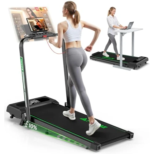 Offerta a tempo: Tapis Roulant Elettrico Pieghevole 1-12km/h, 5 in 1 tapirulan con Inclinazione, Salvaspazio Con Doppio Display LED, Supporto per App e Tablet, Telecomando, Nessuna Installazione Richiesta - 34% da 289.99 € a 189.99 €