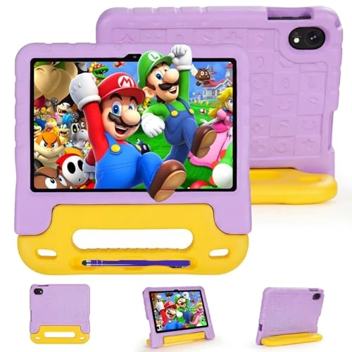 Offerta a tempo: Tablet Bambini 10 Pollici Android 15 Tablet educativi per bambini ,Processore octa-core per il gaming, 8 GB RAM 128 GB ROM (TF 1TB) 5G WiFi6 Controllo Parentale Tablets con Custodia Antiurto (Viola) - 29% da 109.00 € a 77.15 €