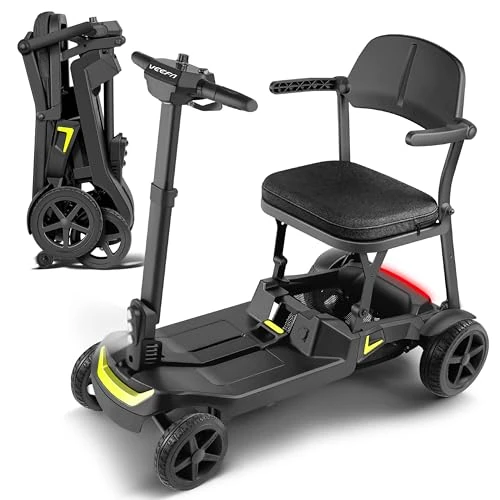 Offerta a tempo: Veefa Scooter Per Anziani A 4 Ruote, Struttura Leggera 17 Kg, Doppia Batteria, Autonomia 36 Km, Veicolo Elettrico Pieghevole In Alluminio Auto/Aereo/Treno (Nero e giallo, Standard) - 0.00% da 1499.00 € a 1499.00 €